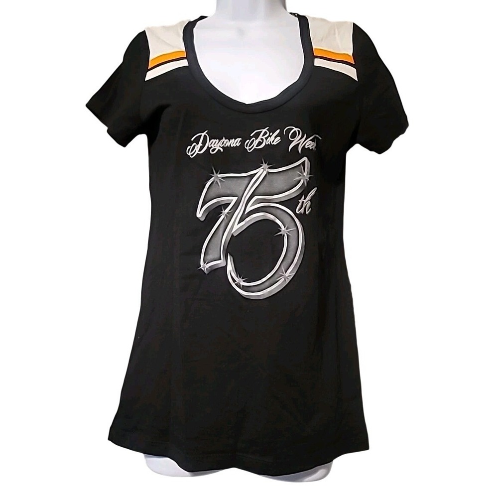 Biker Clothing Company Daytona Bike‎ Week 75th Anniversary Graphic Tee Black L
